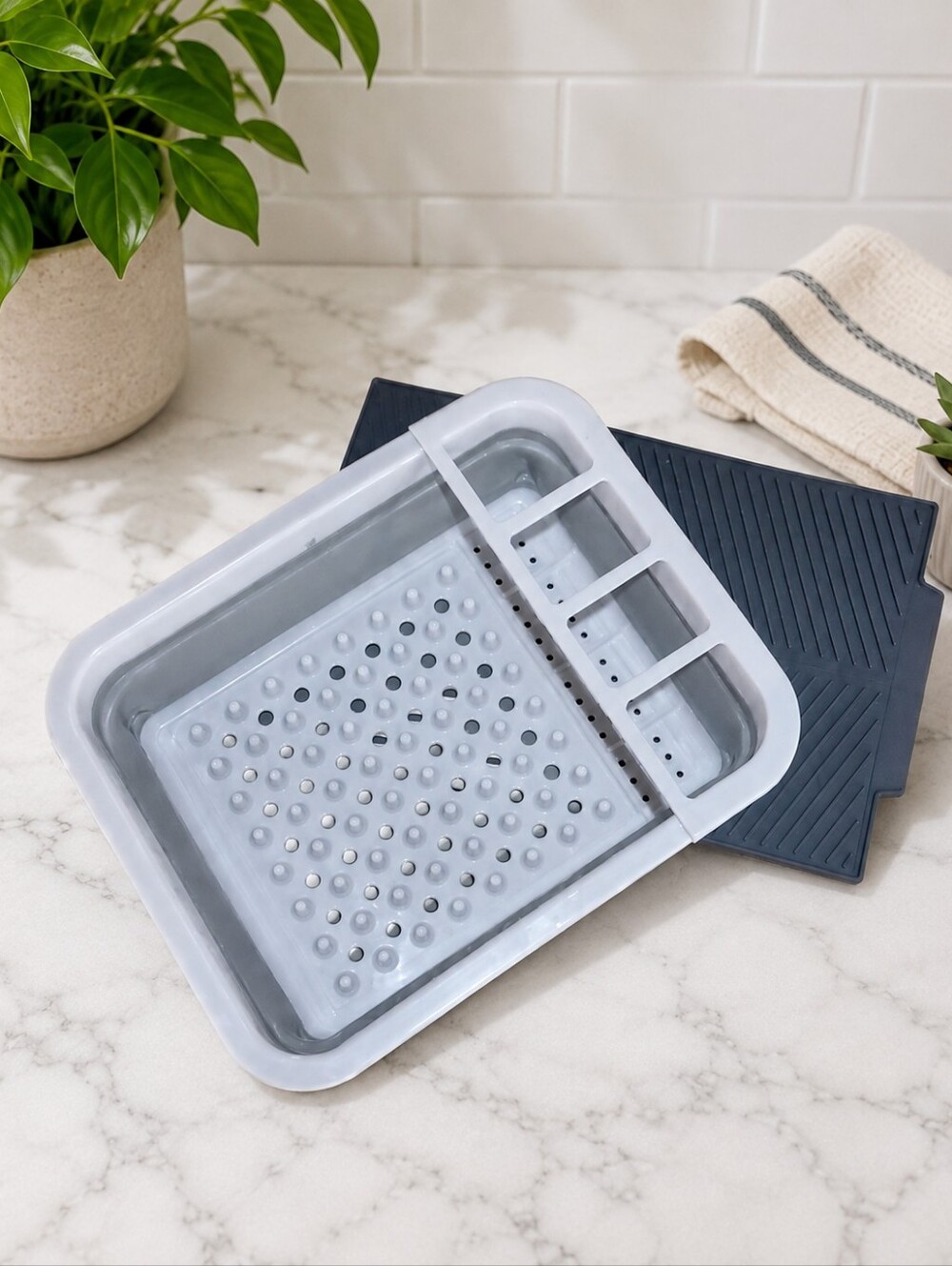 dish rack and dish mat